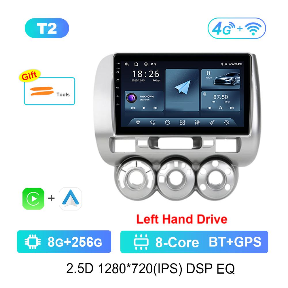 Left Hand Drive 9'' for Honda Jazz 1 GD 2001 - 2008 Car Radio Multimedia Player Android Intelligent System GPS Navi WiFi+4G BT