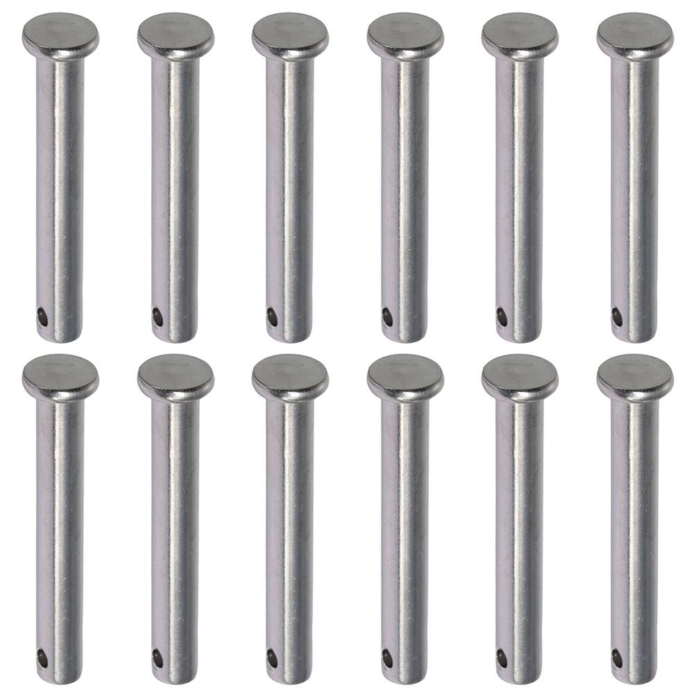 12Pcs 304 Stainless Steel Single Hole Clevis Pins 20/25/30/35/40/45/50/55/60mm Flat Head