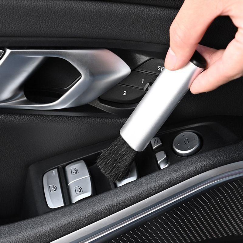 2-1pcs Car Detail Cleaning Brushes for Interior Dashboard Air Conditioner PC Keyboard Clean Soft Wool Retractable Brush Tools