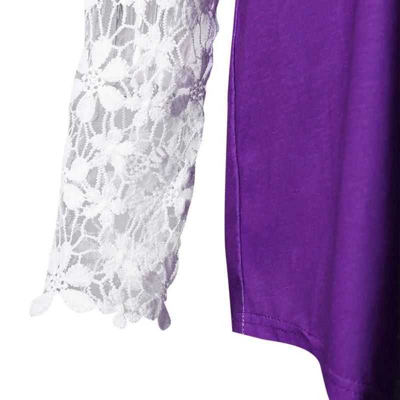 Stylish Plus Size Fashion Blouse For Women Featuring Sexy Lace And Ombre Print
