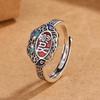 Enamel Mortilore Lan Jixiang Ruyi Ring Women 'S Personal Hollow Culture Retro National Celestial Orals Merbers 
