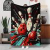 Bowling Print Flannel Blanket For Sofa Travel Bed Camping Office Decoration Multipurpose Christmas Multiple Sizes