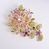 Broche de Banquet de Luxe Vintage en Métal avec Strass Élégante Broche Fleur en Cristal Robe de Soirée