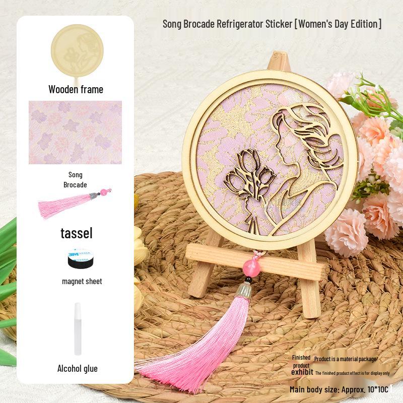 DIY Mother's Day Brocade Magnet Kit - Chinese Style Craft for Team Building