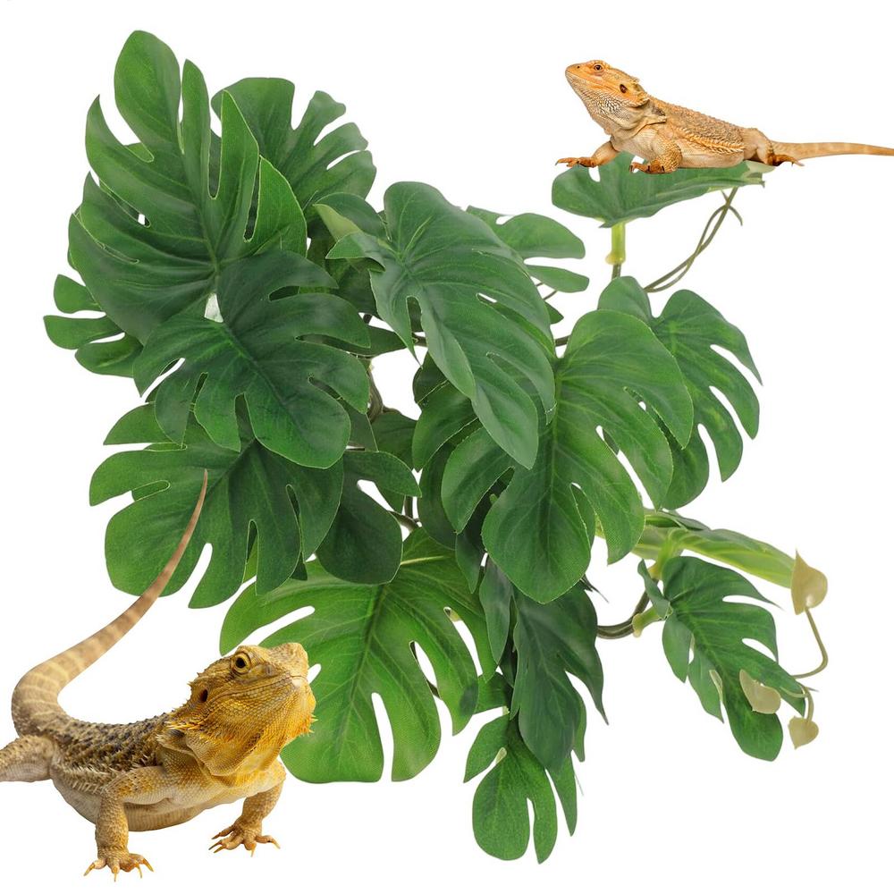 

Reptile Fake Plants With Base Fake Realistic Amphibian Habitat Decor Leaves Faux Plants Reptile Tank Decor For Lizard Gecko Frog