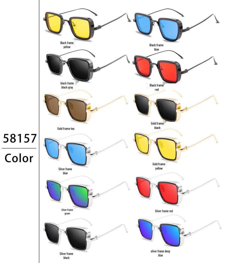 Unisex Vintage Square Frame Sunglasses: Trendy Metal Thick-Rimmed Outdoor Fashion