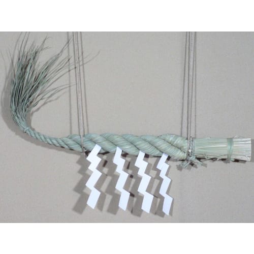 Shimenawa for Shinto Altar, 2 Shaku (60cm), with Gohei (sacred Wand) Made from Unpicked Straw