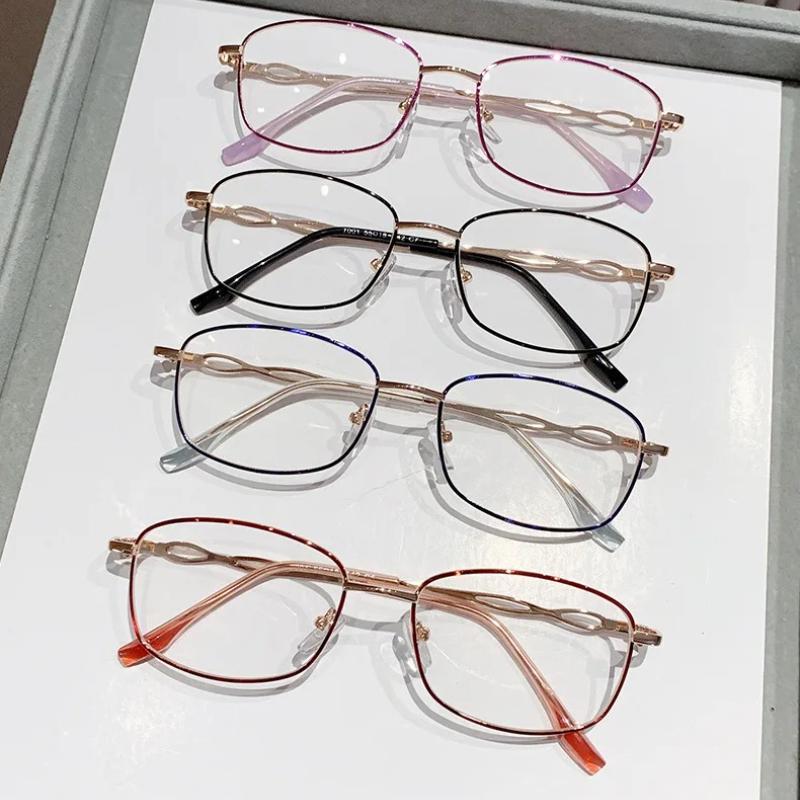 High-end Blue Light Blocking Reading Glasses for Women HD Full Metal Frames Retro Anti Radiation Fatigue Prevention Eyeglasses