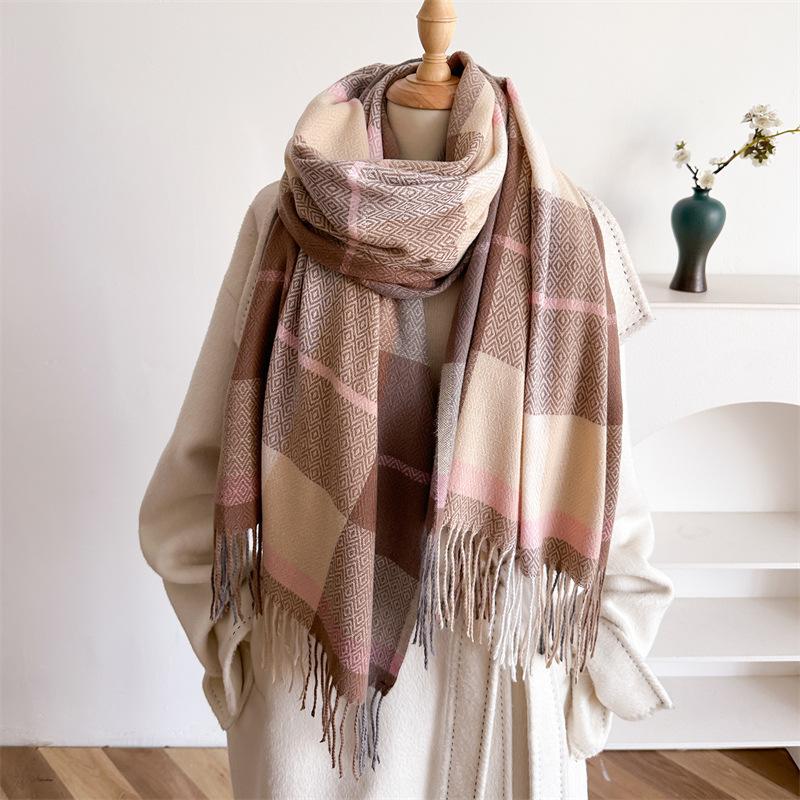 British Classic Australian Scarf - Vintage Striped Winter Warmth Windproof  Scarf for Men and Women,Tassel Edges, Soft Texture
