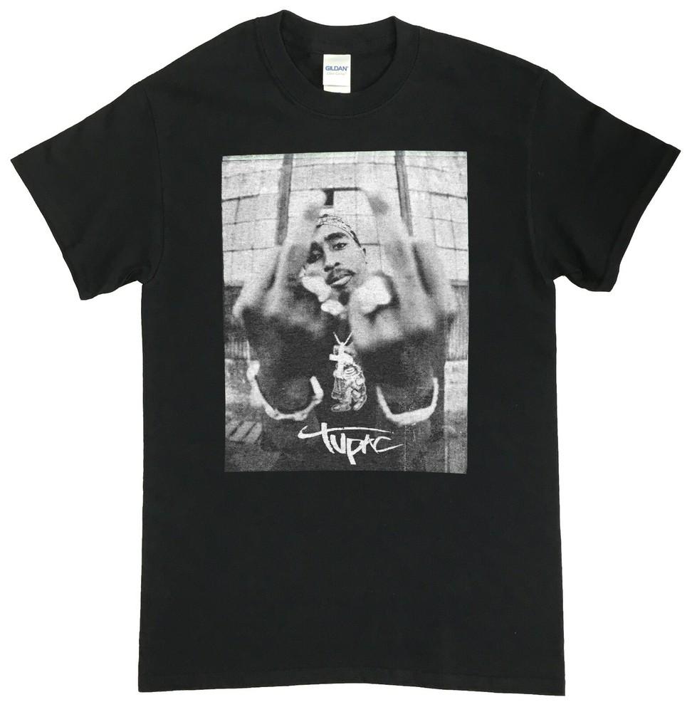 2Pac Gangster Rap Tupac Shakur Rapper Hip Hop T shirt Black Tee