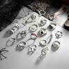 Ingemark Halloween Goth Skull Spider Snake Rings Set for Men Vintage Silver Color Big Size Rings Unisex Festival Party Jewelry