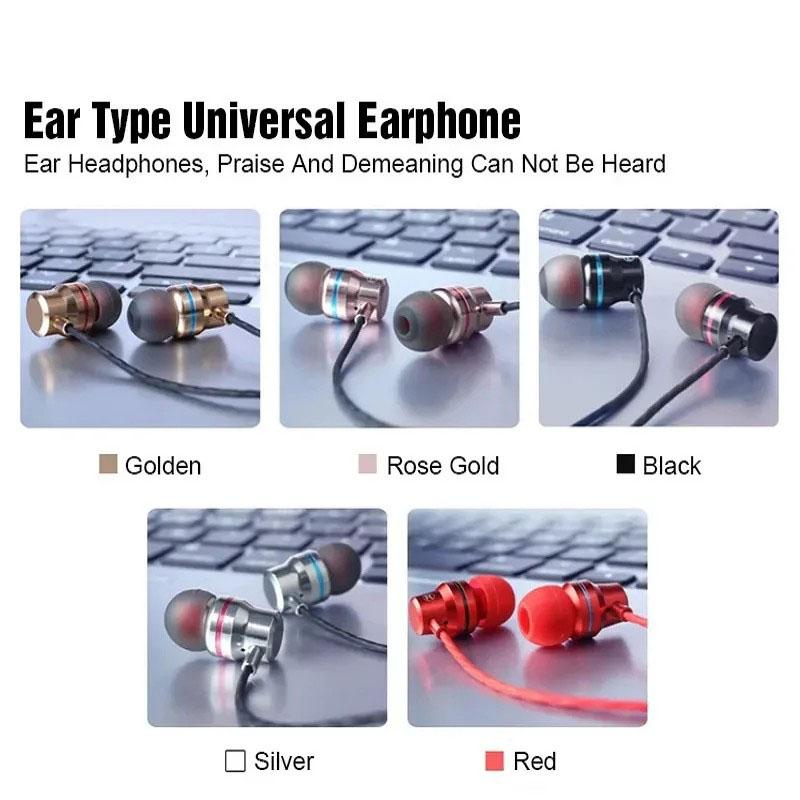 3.5MM Wired Metal Earphones HiFi Super Bass Stereo Music With HD Microphone Noise Cancel Headset In-Ear Earbuds