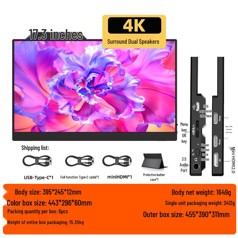 EIMIO 23.8" 4K 180Hz Portable Gaming Monitor with Touchscreen for PS5 Usage
