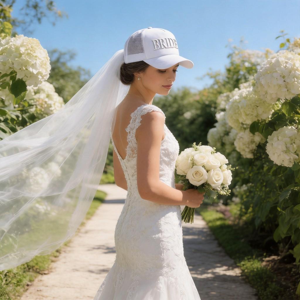 Bride Embroidered Baseball Cap With Breathable Mesh Sun Hat For Bridal Ceremony