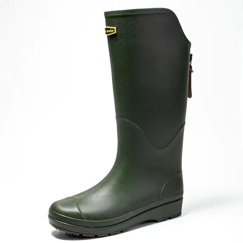 High tube rain shoes men's and women's non-slip waterproof shoes thick sole wear-resistant long tube water boots outdoor wading rubber shoes fashion