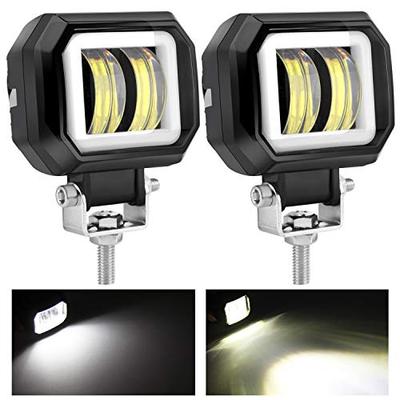KAWELL 40W LED Motorcycle Fog Lights, Round, Squid Ring Design, Work Light with Daytime Running Light, 12V/24V Universal, IP68 Waterproof, Work Light,