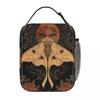 GothMoth Themed Artwork Print Insulated Lunch Bag for Women Kids Portable Food Boxes Thermal Lunch Box Tote