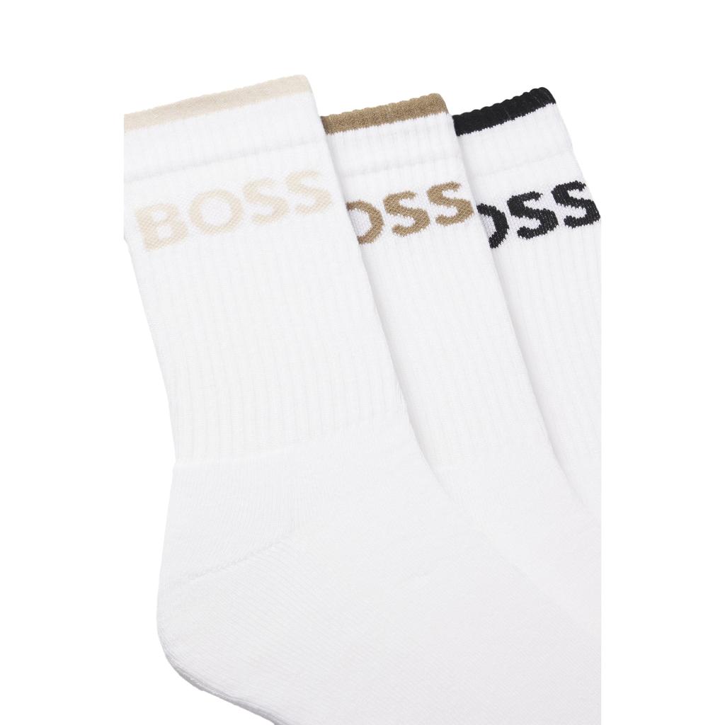 BOSS Mens Lettering Cotton Blend Crew Socks (Pack of 6)