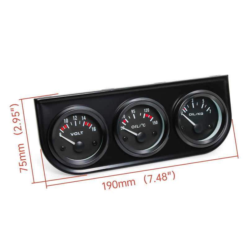 3 in 1 car gauge 52mm Electrial Triple Kit Voltmeter+oil Temp Gauge+Oil Pressure Gauge With Oil temperature/ pressure sensor
