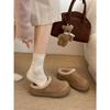 Maillard-braune dicke Sohle Samt Halbschuh Birkenstocks Herbst und Winter Warme kahle Baumwollschuhe