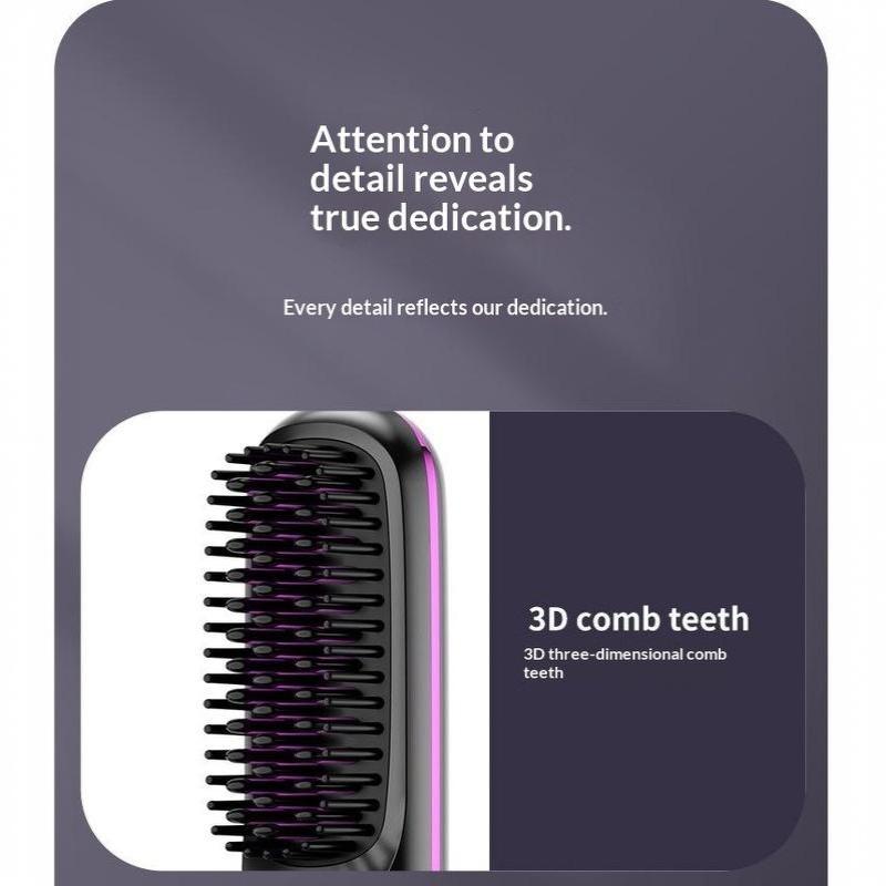 Negative Ion Cordless Hair Straightener Brush Anti-Scald Lightweight Fast Heating Hair Styler for Women Travel Gift