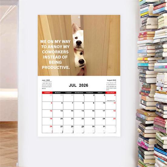 Desk Dogs 2026 Calendar Funny Dogs Illustrations Wall Calendar Jan.2026-Dec.2026 12 Monthly Planner for Home Office