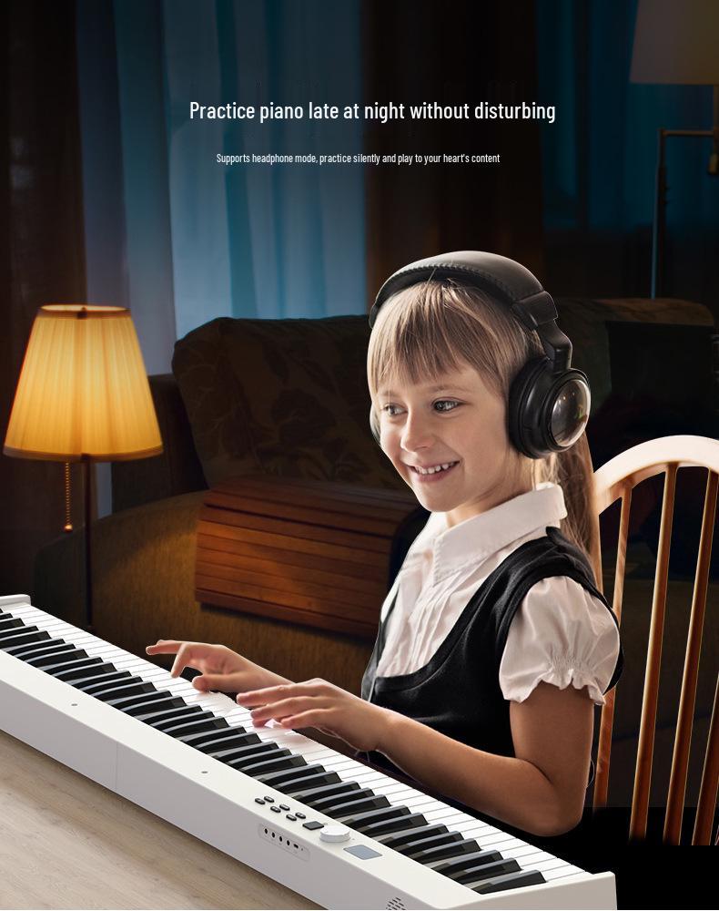 Rechargeable 88-Key Foldable Portable Bluetooth MIDI Keyboard for Beginners and Adults