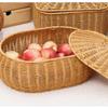 Woven Imitation Rattan Oval Lidded Storage Basket