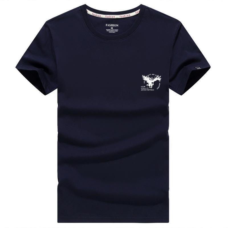 

S-5XL Большие размеры Мужская футболка с коротким рукавом из чистого хлопка Мужская уличная футболка большого размера Тонкая повседневная футболка 4XL темно-синий