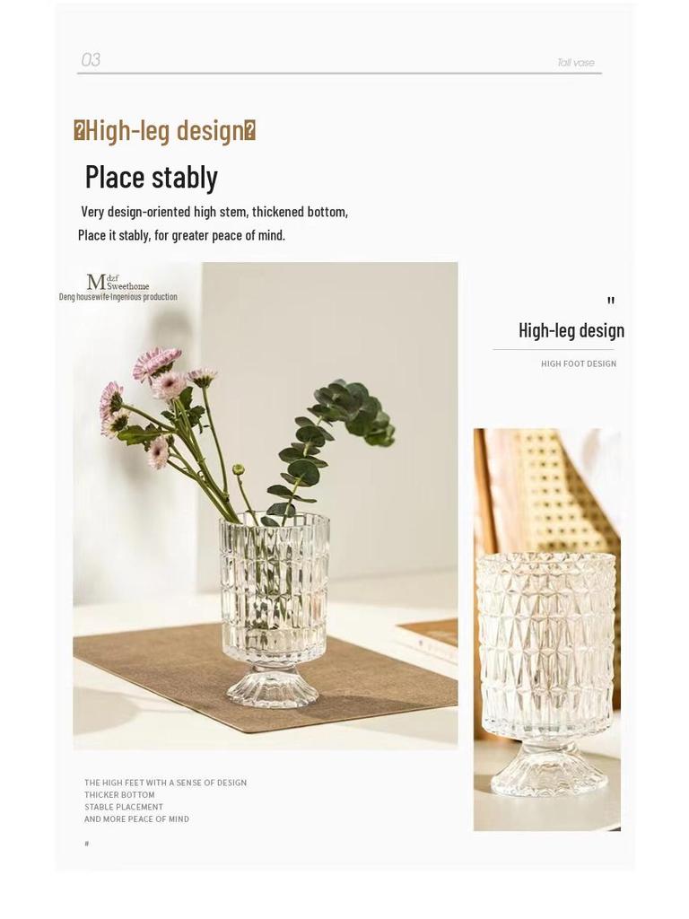 Europäische Hochfuß-Glasvase: Kreatives hydroponisches transparentes Design für elegante Heimdekoration