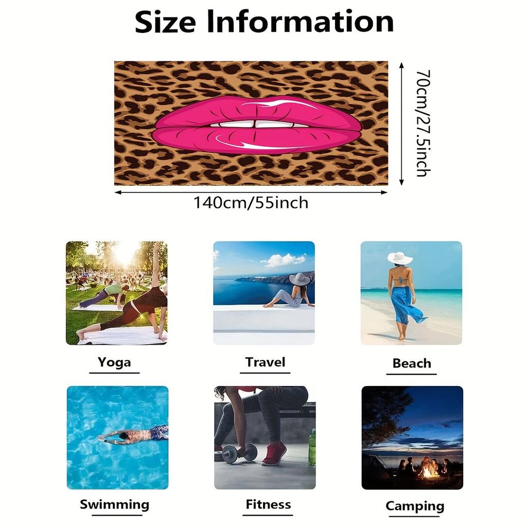 Cute Leopard Print Kiss Beach Towel Wrap Animal Print Summer Resort Pool Beach Accessory Home Decor Gift Idea for Women Girls