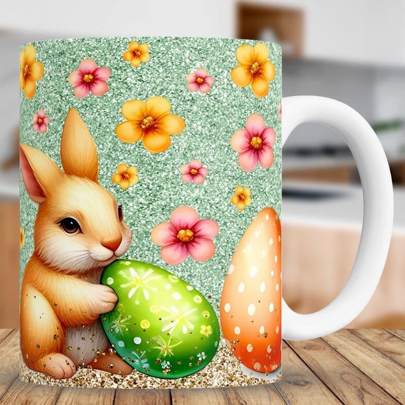 3D Happy Easter Rabbit Egg Egg Ceramic Coffee Mug Tea Cup