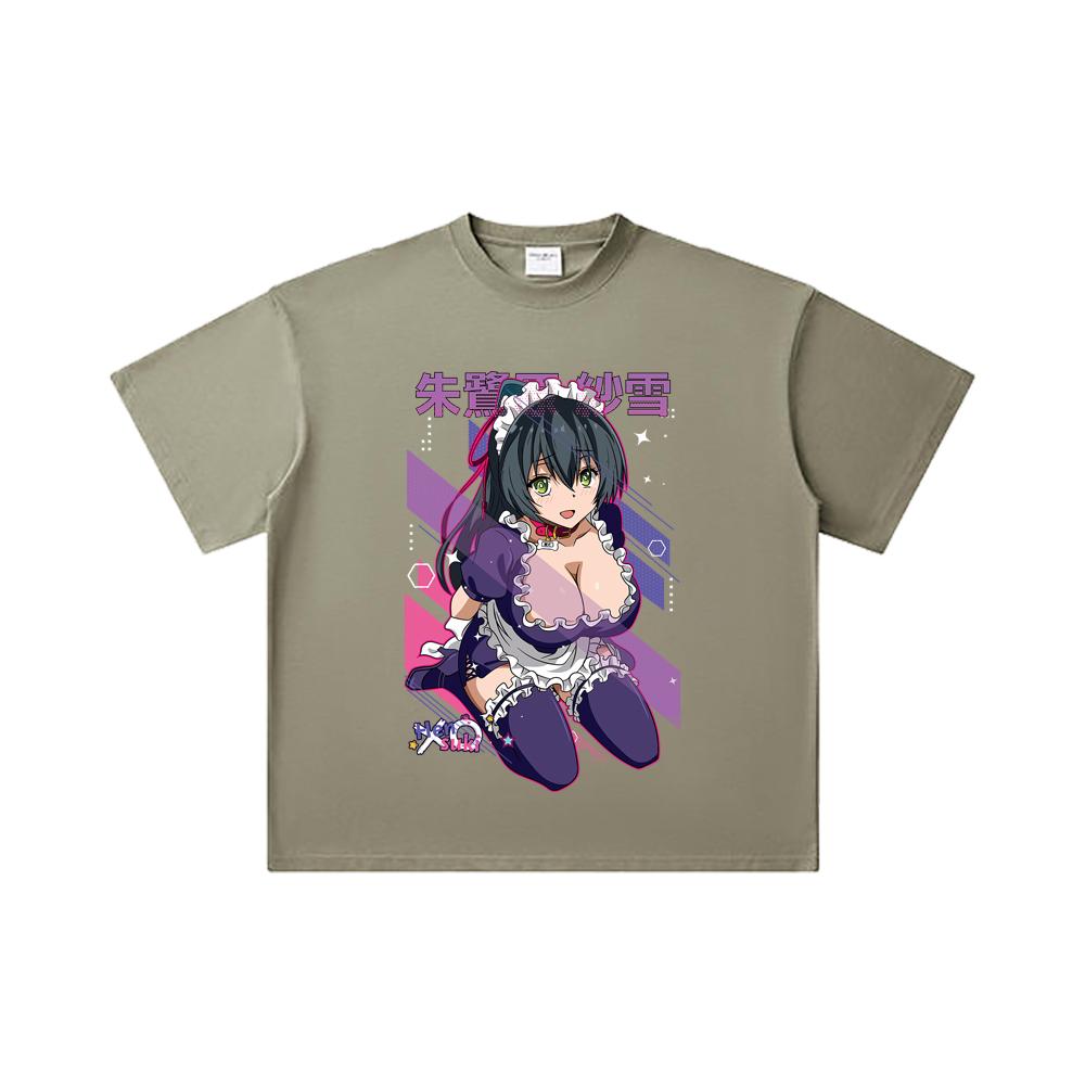 260 GSM Double Yarn 32 Count 100% Cotton Hensuki V1 Sayuki Print Unisex Heavy Cotton T Shirt
