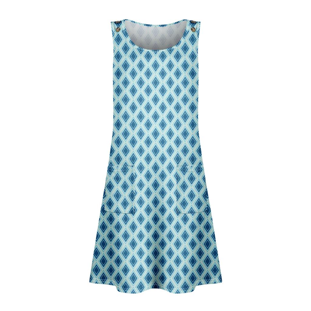 Summer Dresses For Women Beach Boho Sleeveless Printing Flowy Pocket Tshirt Tank Sundresses