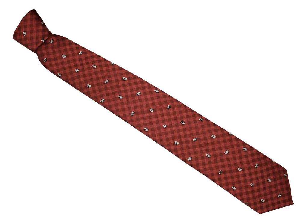 SIMON CARTER Panda Gingham Check Silk Tie (Antique Red)