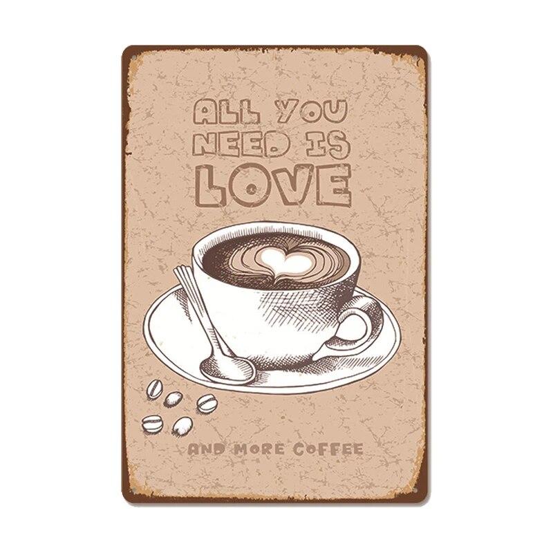 Vintage Fresh Coffee Plaque Metal Tin Sign Retro Drink Coffee Poster Wall Stickers for Cafe Shop Restaurant Home Room Decor