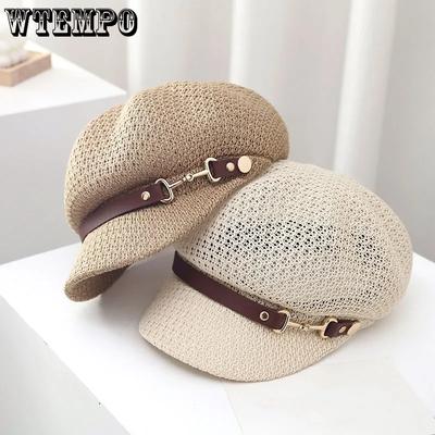 Chapeaux de Soleil Respirants pour Femmes avec Découpes Chapeaux Octogonaux Légers avec Ceinture Printemps Été Casquettes en Maille Pliables Parfaites pour les Tenues Décontractées
