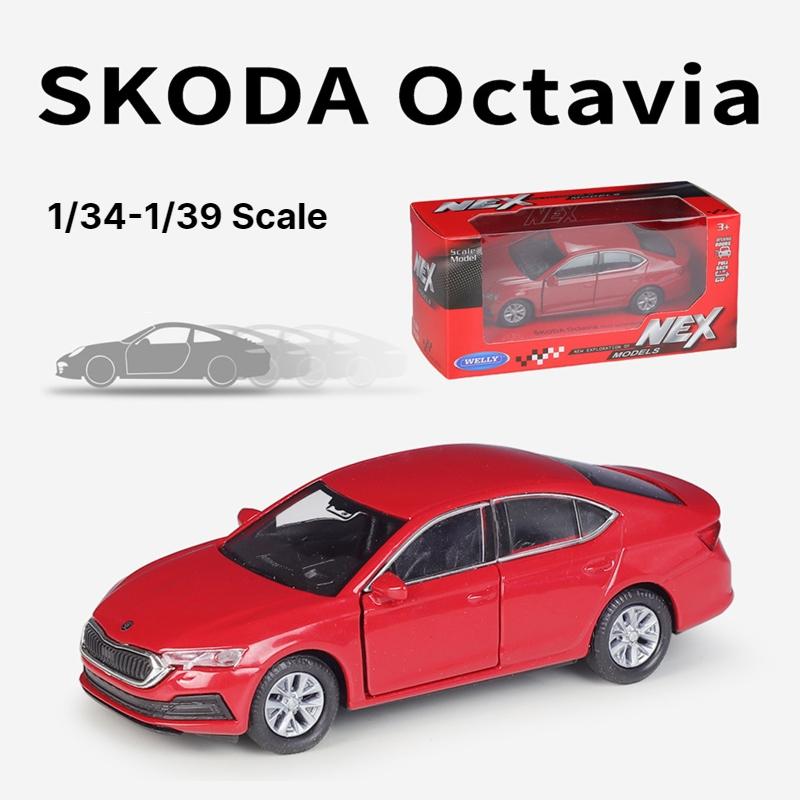 1/36 Skala Skoda Octavia Leketøybil Modell Welly Støpt Metall Kjøretøy Miniatyr Trekk Tilbake Frie Hjul Samling Gave til Barn Gutter