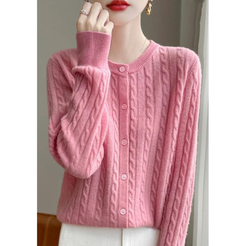 Cardigans Femme Automne Hiver Col O Pull Uni Printemps Manches Longues Tricot Simple Boutonnage Hauts Doux