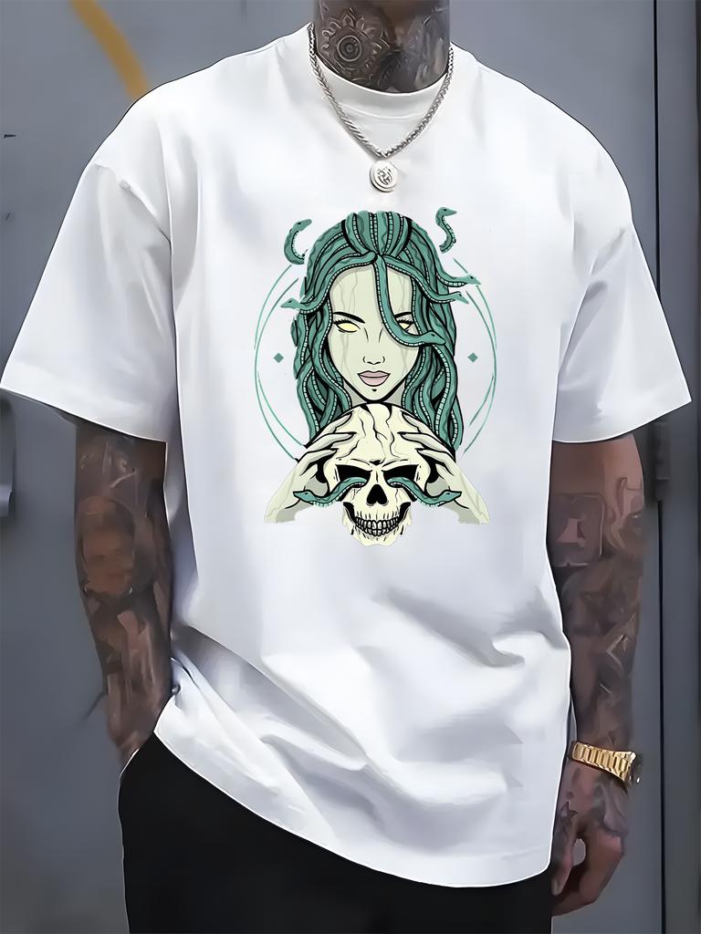 Medusa Grafikdruck Herren Luxus Baumwoll Kurzarm T-Shirt Sommer Unisex Herren und Damen Lässig Locker Trendige Kleidung