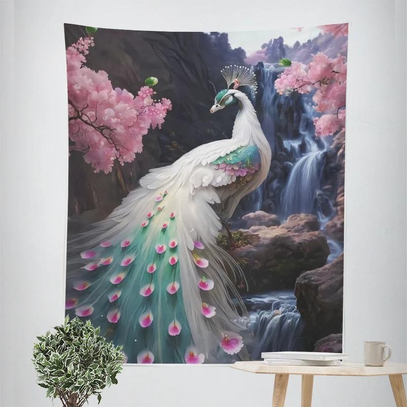 Landscape Peacock Decorative Tapestry Home Wall Decor Office Living Room Tapestry