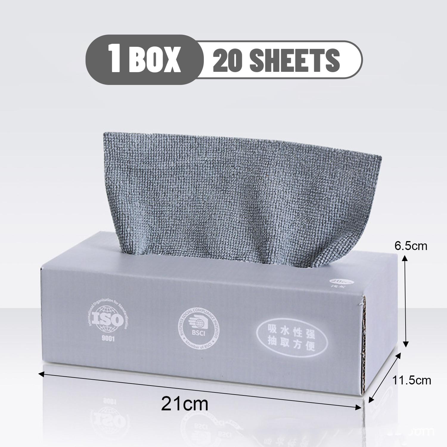 

20/60Pcs Extractable Cleaning Cloth Super Absorbent Cleaning Cloth Nonstick Oil Washable Dishtowels Home Kitchen Rags with Boxes 20PCS-(1 box)