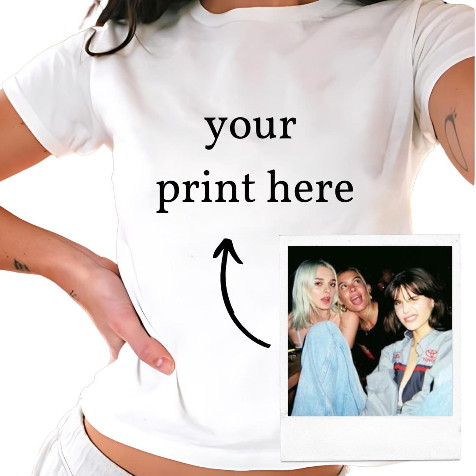 Custom Baby Tee Cropped Fit Y2K Aesthetic Handmade 4XL
