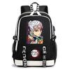 Demon Slayer Anime Print Student Backpack USB Charging Port Lightweight School Bag for Boys Girls
