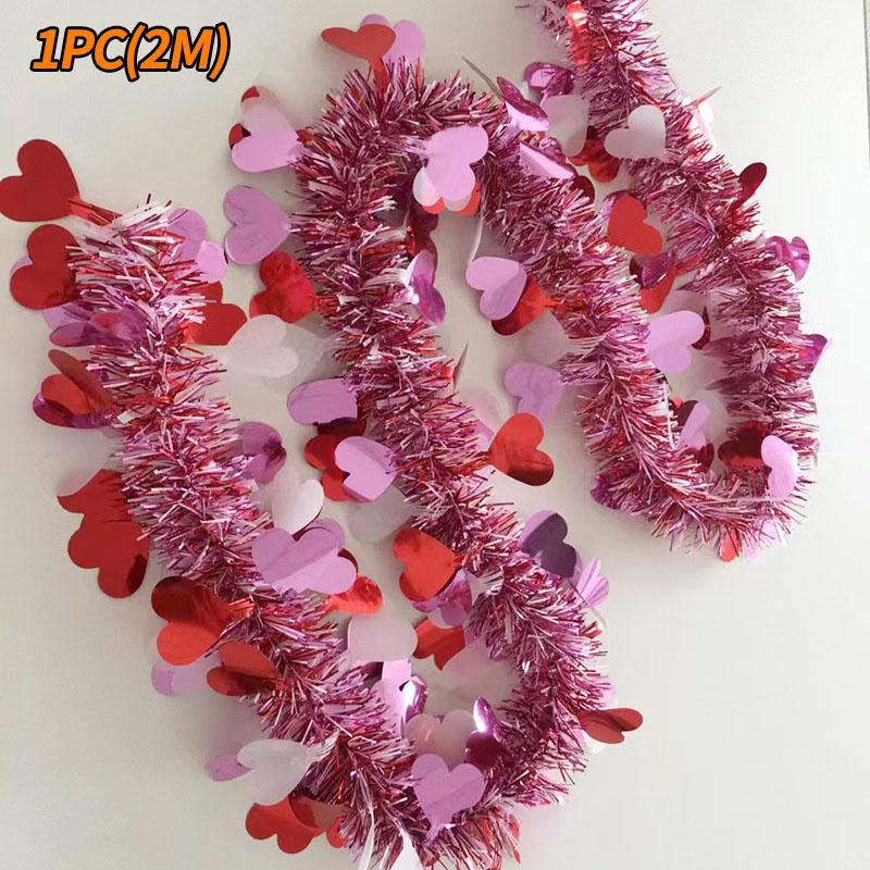 2m Heart Shape Fringe Garland for Wedding Valentine‘s Party Room Decor Streamers Romantic Backdrop Ceiling Decoration 1PC