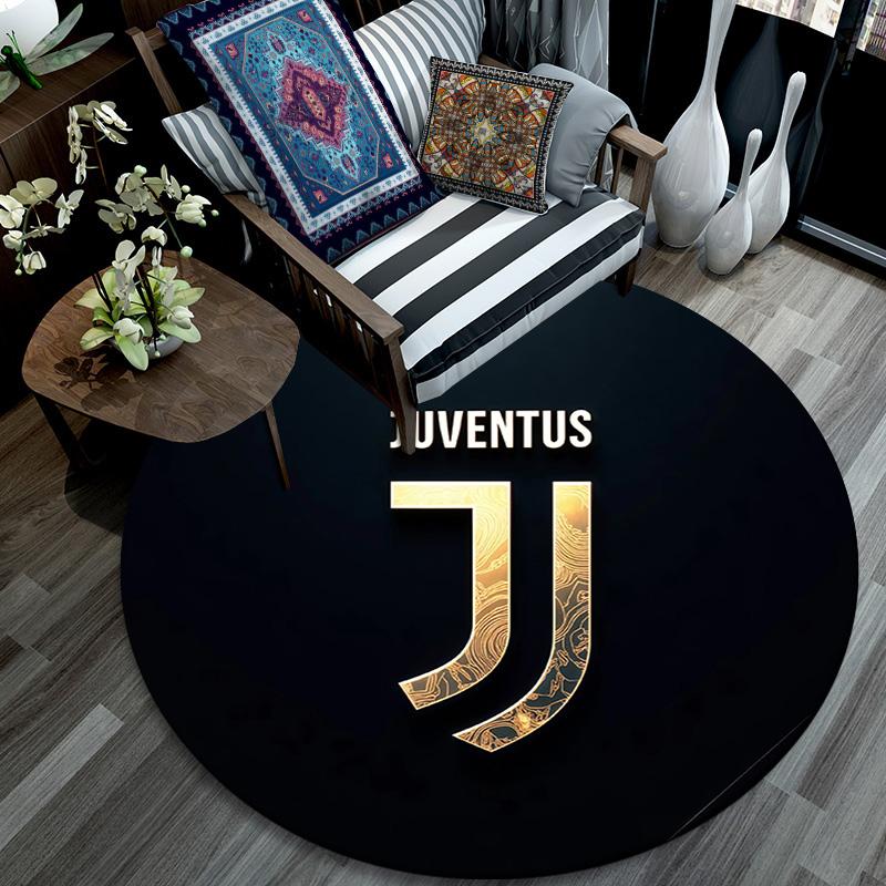 Juventus Football Club Round Area Rug,Carpet Rug for Living Room Bedroom Sofa Playroom Decor,Non-slip Floor Mat