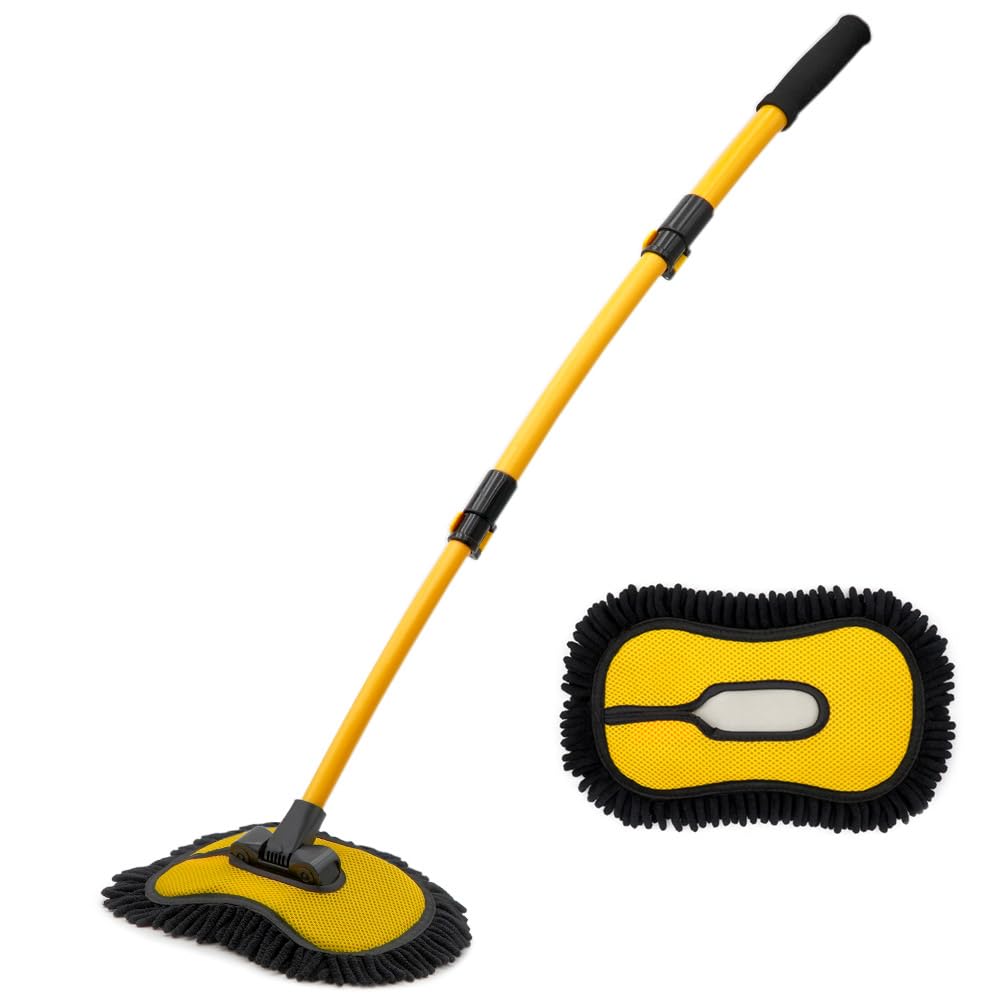 

ACEPEED Бесщеточная телескопическая алюминиевая автоматическая головка с регулируемым углом наклона, материал из шенилла, основной набор, 1 дополнительная щетка, штанга, регулировка, (AP10 (109см) + Швабра)