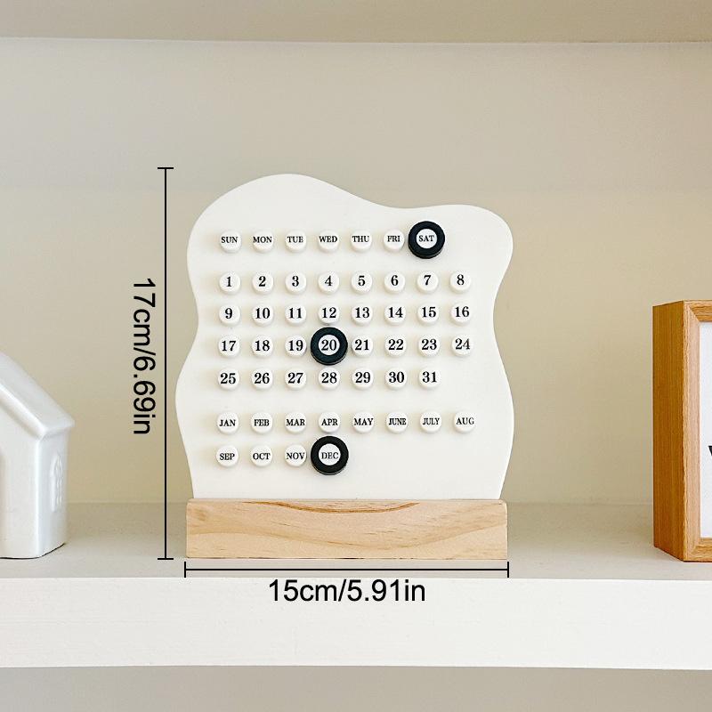 1 stk Tre Evighetskalender Montessori-kalender Søt Bordkalender Justerbar Uke Måned Dato Visningskalender Hjemmekontor Skrivebord
