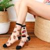 Summer Women Socks Ultra-thin Transparent Crystal Silk Socks Women Cartoon Print Japanese Kawaii Cute Funny Elastic Long Socks