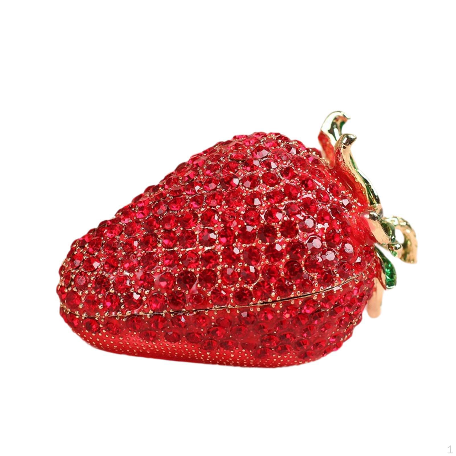 

Красная клубничная шкатулка для безделушек, мини-держатель для украшений, декоративный металлический футляр S